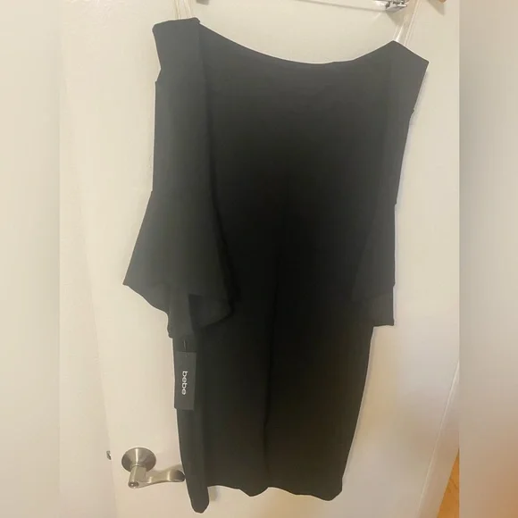 bebe Black Off The Shoulder Dress Midi - Picture 5 of 9